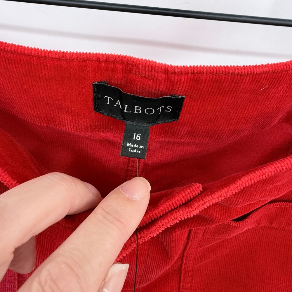 Talbots Red Corduroy Wide Leg Pants High Rise Size 16 NWT 57316321 - Picture 4 of 7
